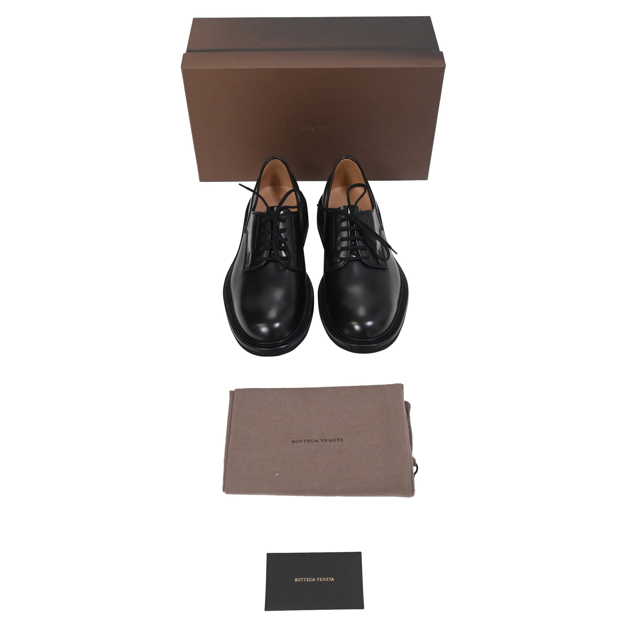 Bottega Veneta The Level Panelled Derby Shoes in Black Leather