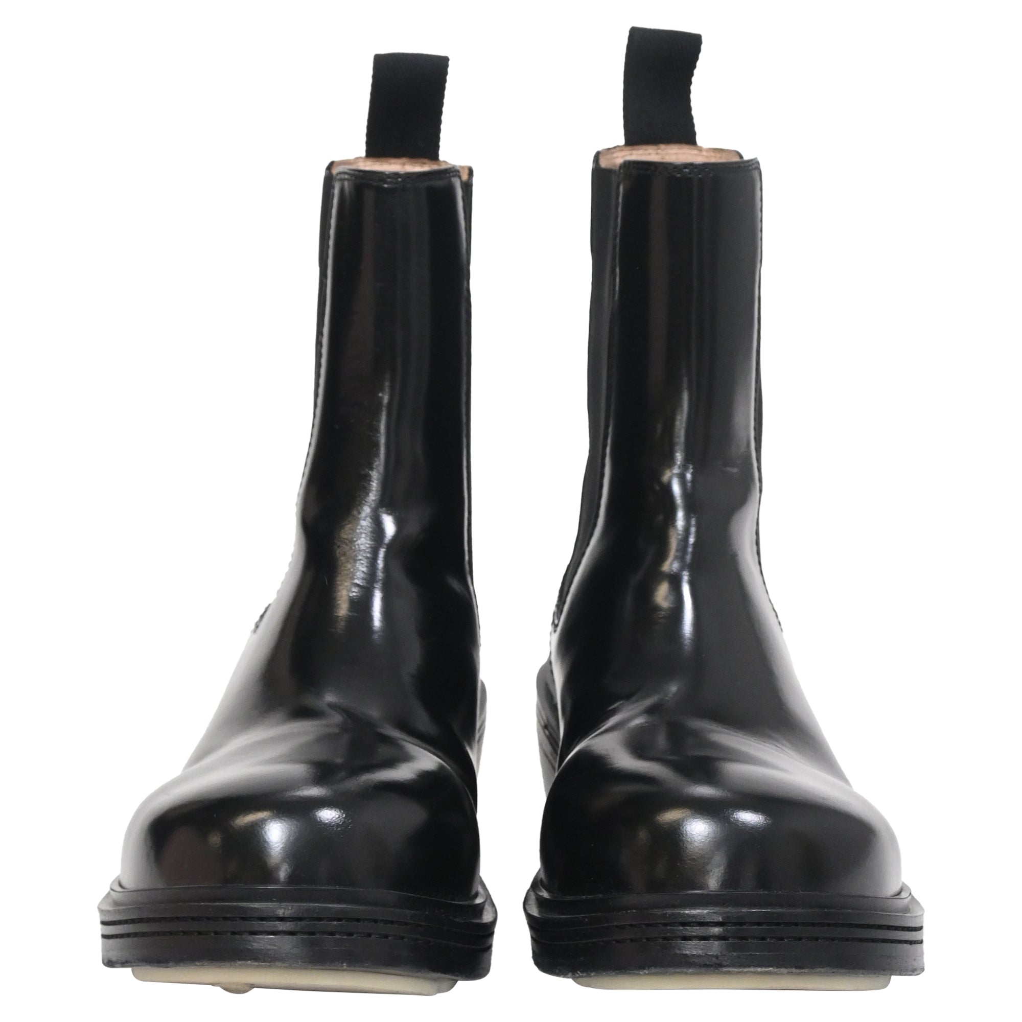 Bottega Veneta Brushed Chelsea Boots in Black Leather