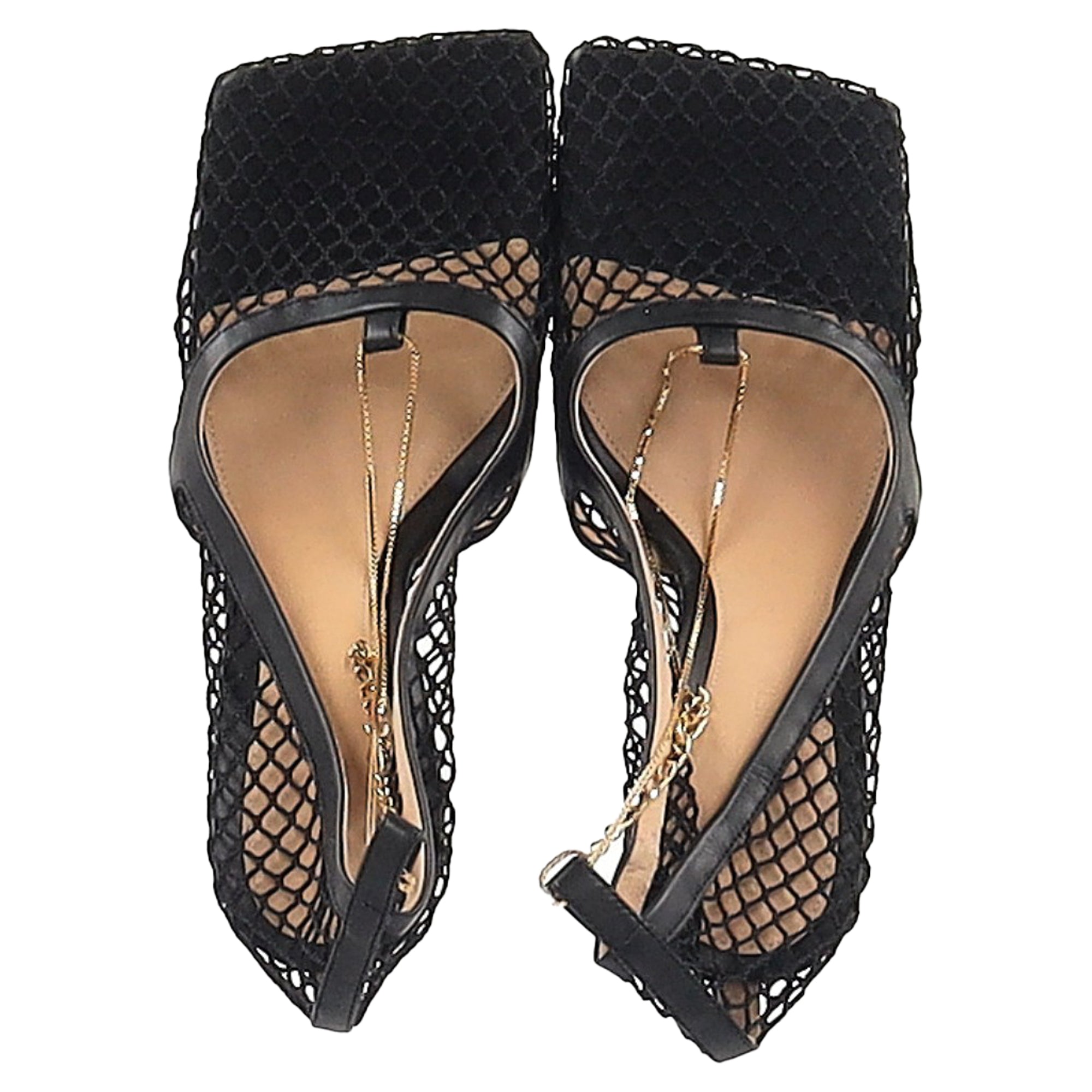 Bottega Veneta Stretch Pumps in Black Mesh and Leather