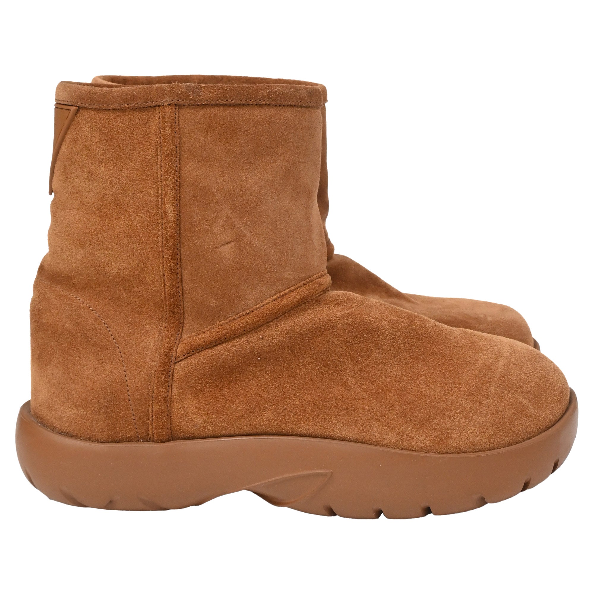 Bottega Veneta Snap Ankle Boots in Brown Suede