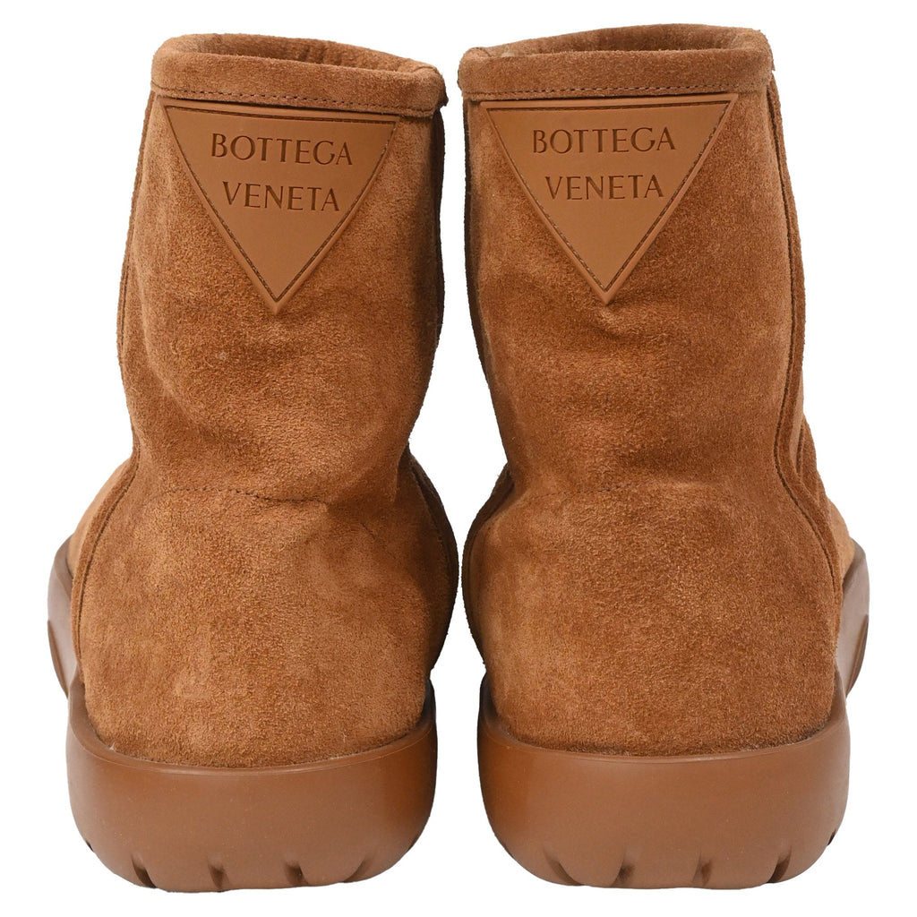 Bottega Veneta Snap Ankle Boots in Brown Suede