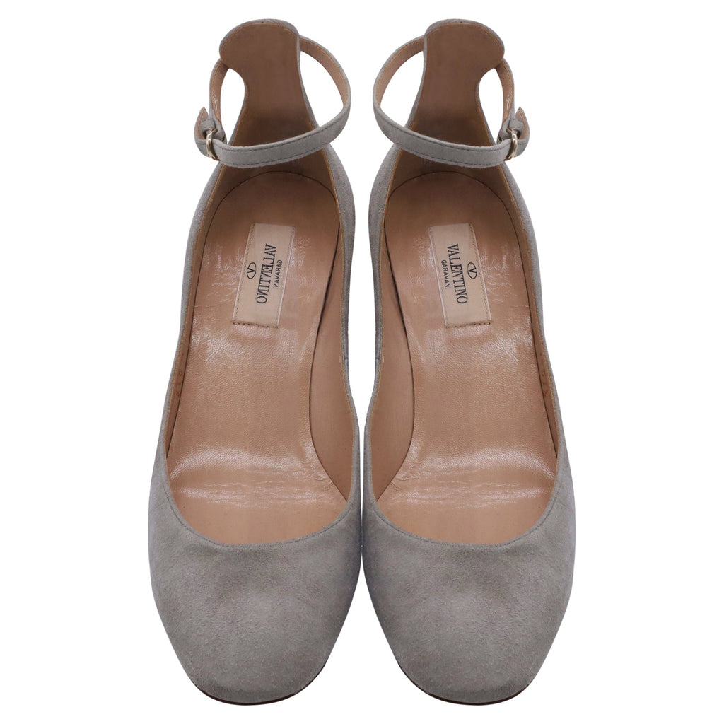 Valentino Garavani Tan-Go Mary Jane Pumps in Grey Suede
