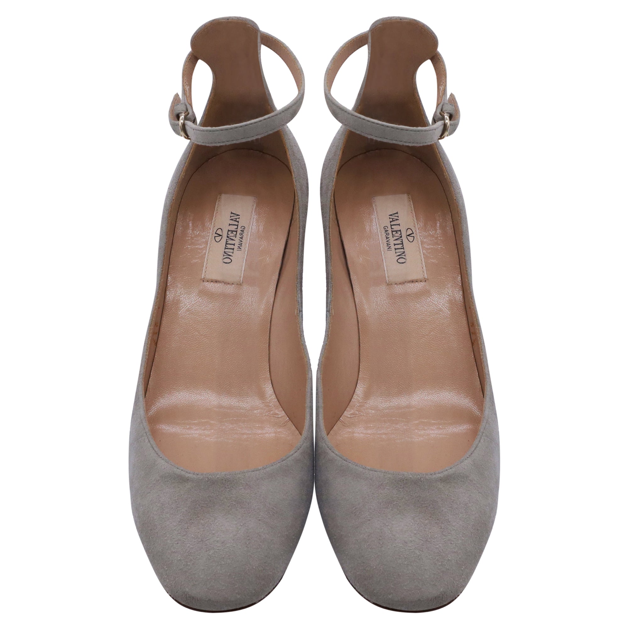 Valentino Garavani Tan-Go Mary Jane Pumps in Grey Suede