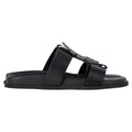 Valentino Garavani Serpent Snake Embellished Slippers in Black Leather