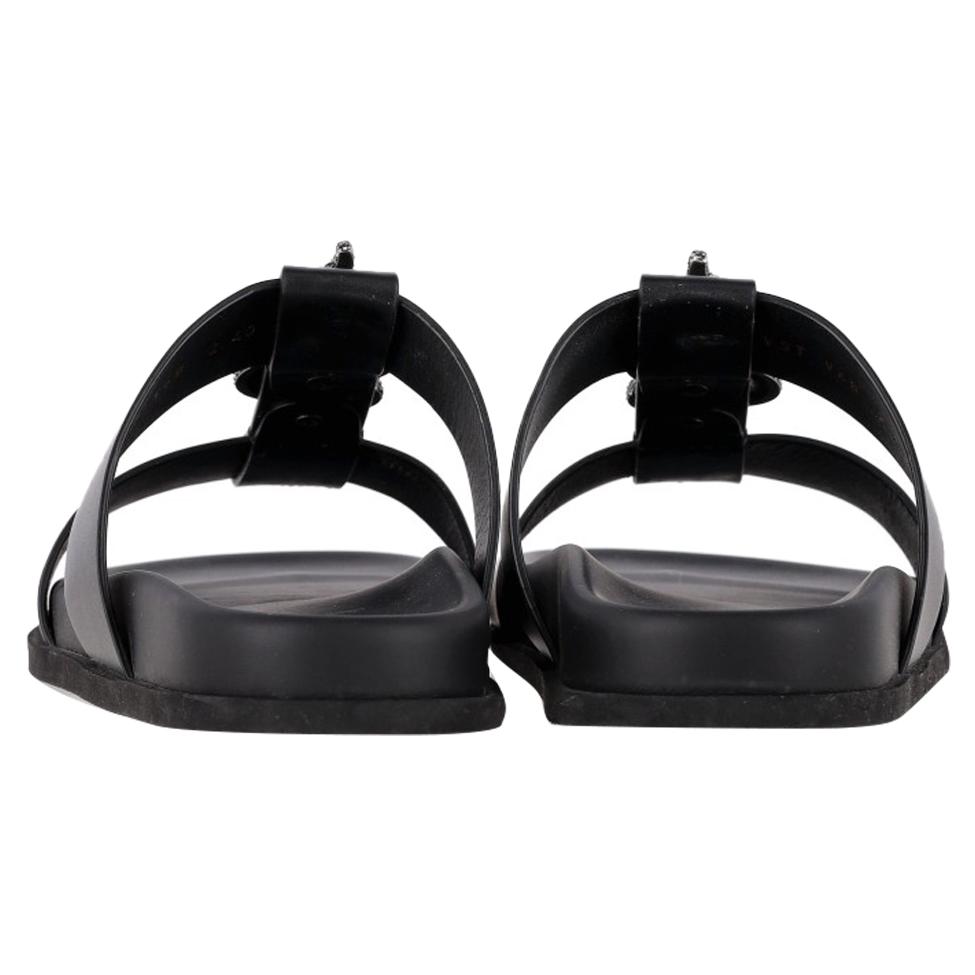 Valentino Garavani Serpent Snake Embellished Slippers in Black Leather