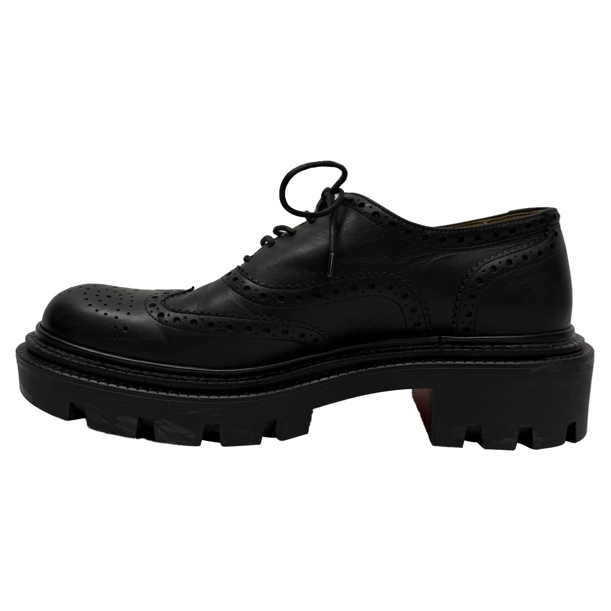Christian Louboutin College Derby Shoes in Black Calf Leather