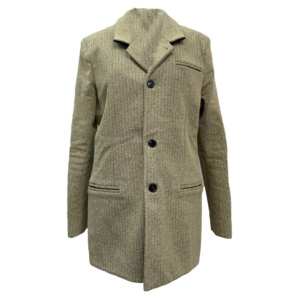 Bottega Veneta Single-Breasted Herringbone Blazer in Beige Polyamide