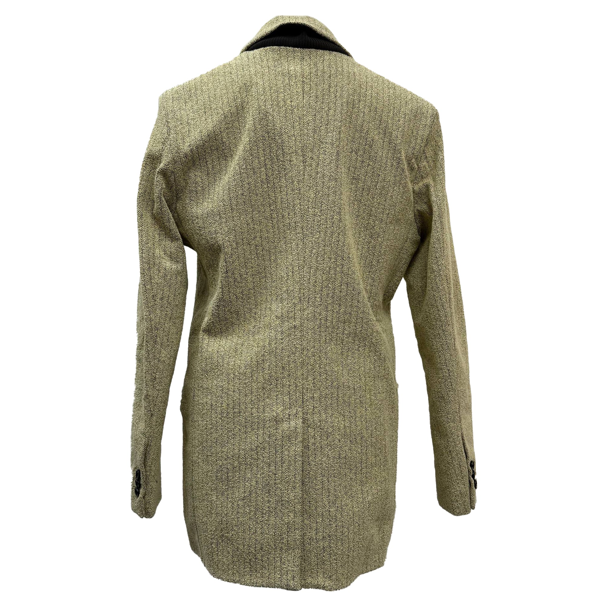 Bottega Veneta Single-Breasted Herringbone Blazer in Beige Polyamide