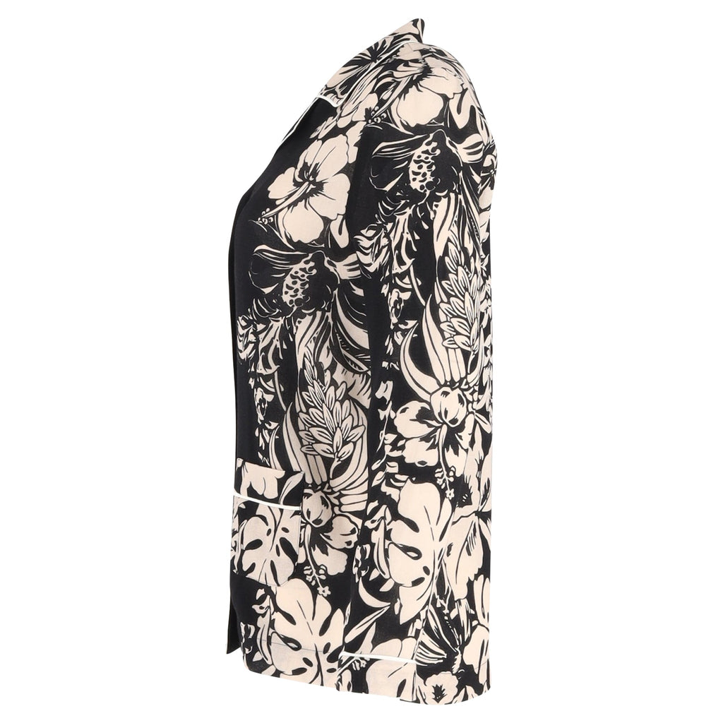Valentino Cuban-Collar Shirt in Floral-Print Silk