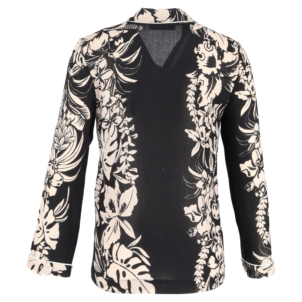 Valentino Cuban-Collar Shirt in Floral-Print Silk