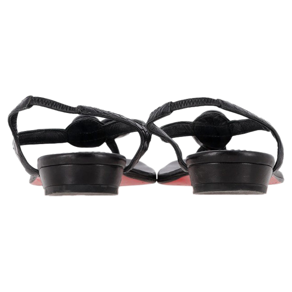 Christian Louboutin Thong Ankle Strap Sandals in Black Leather