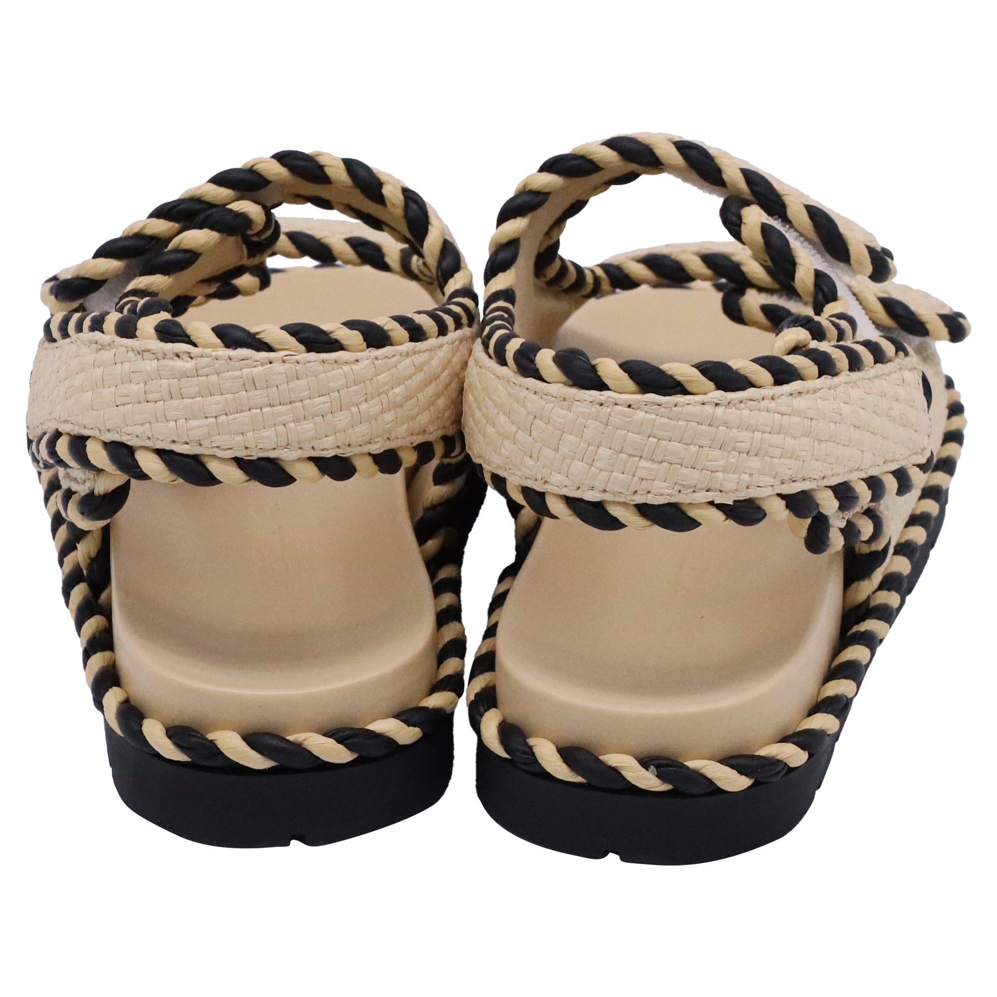 Bottega Veneta Jack Woven Slingback Sandals in Beige Raffia