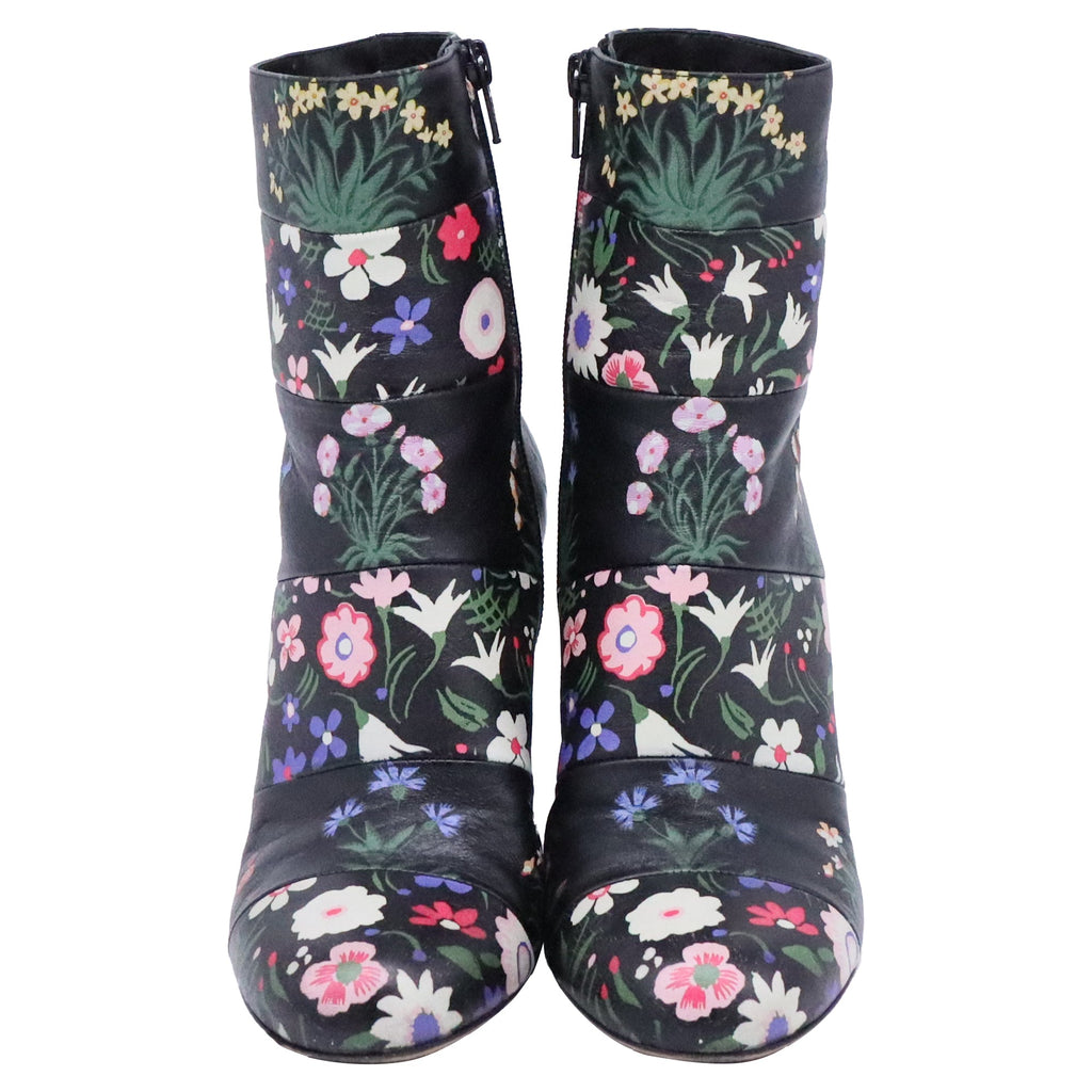 Valentino Garavani Floral Printed Ankle Boots in Multicolor Leather