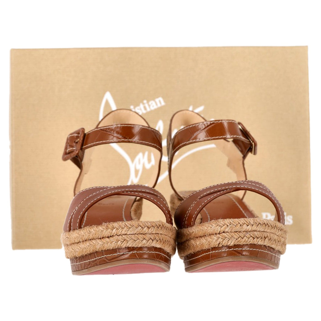 Christian Louboutin Almerio 60 Wedge Sandals in Brown Leather