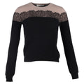 Valentino Garavani Lace-Trimmed Sweater in Black and Beige Wool