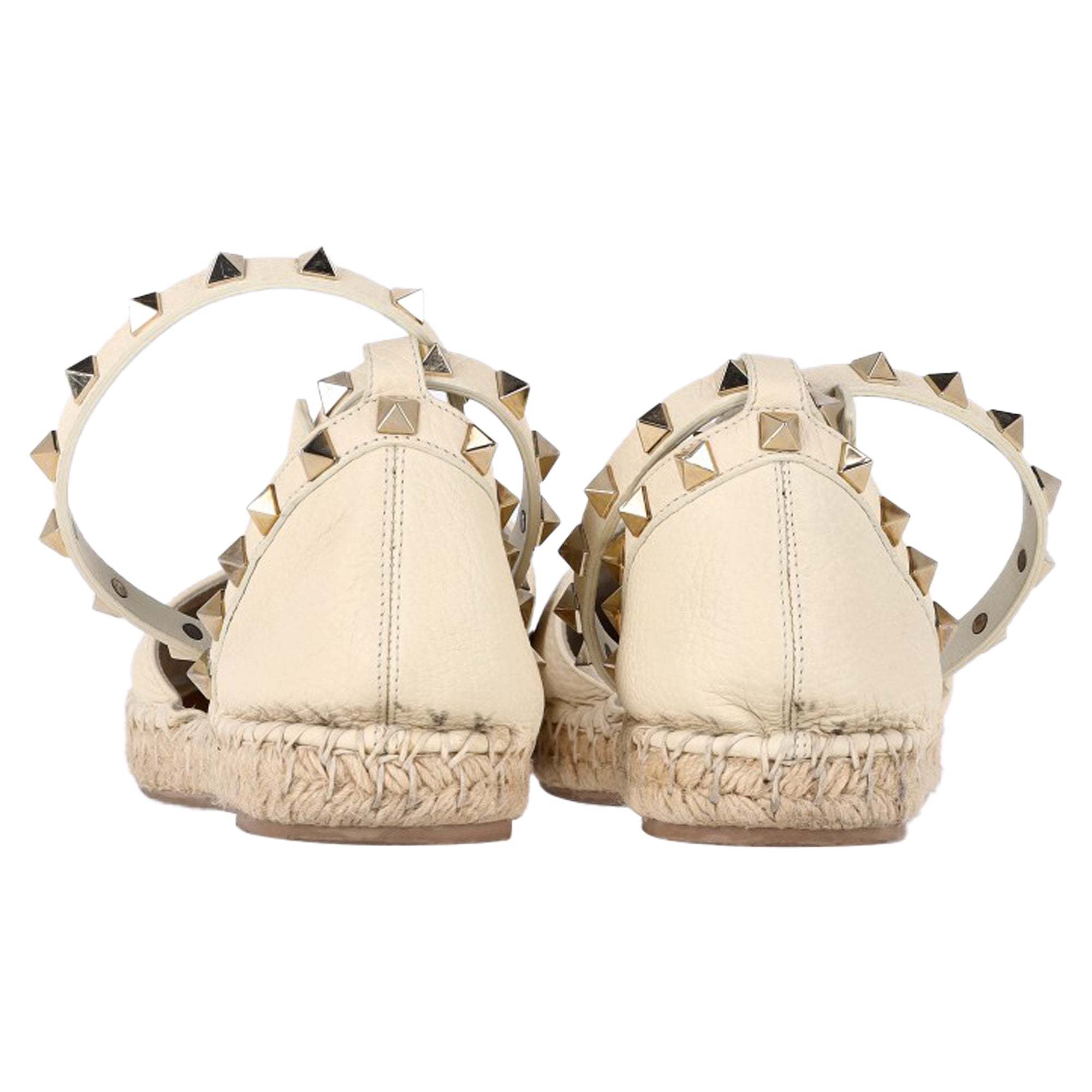 Valentino Rockstud Espadrille Flats in White Leather