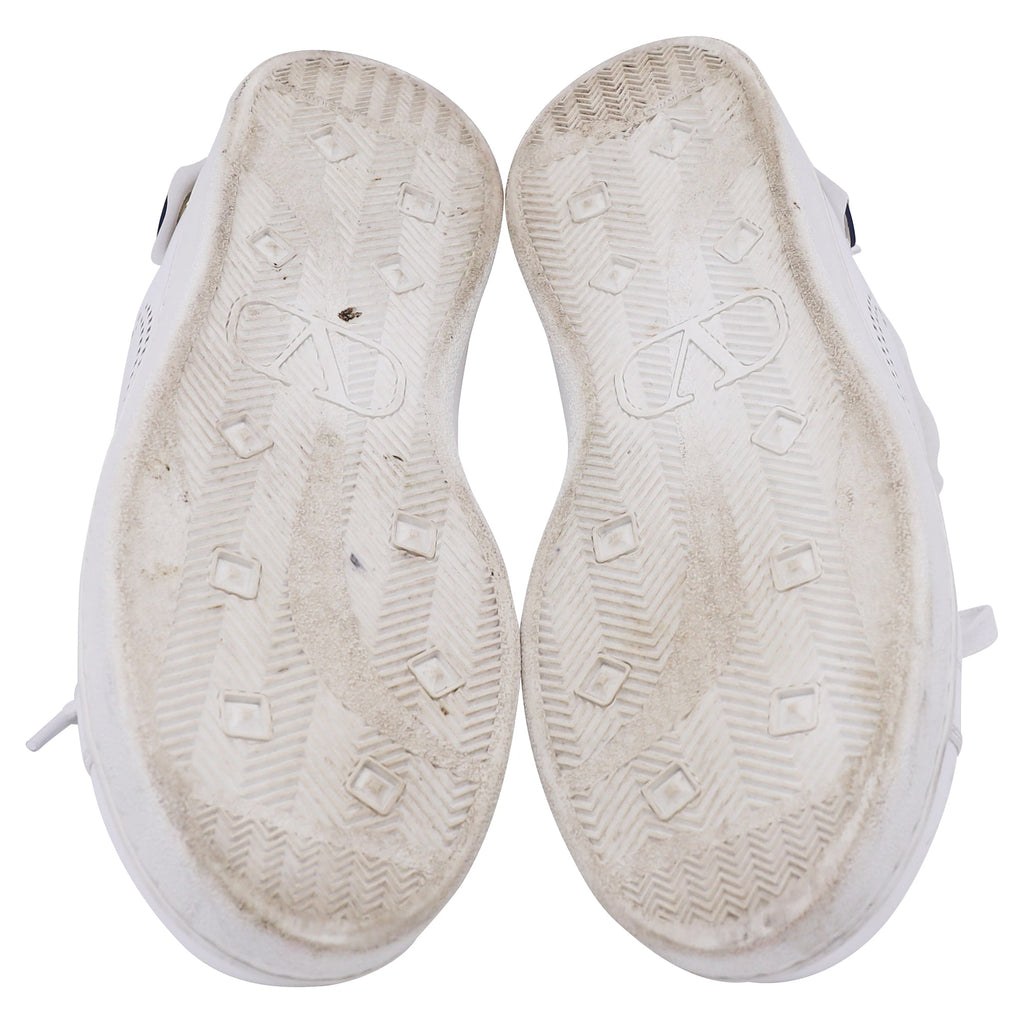 Valentino Garavani Backnet Perforated Shear-Lined Sneakers in White Leather