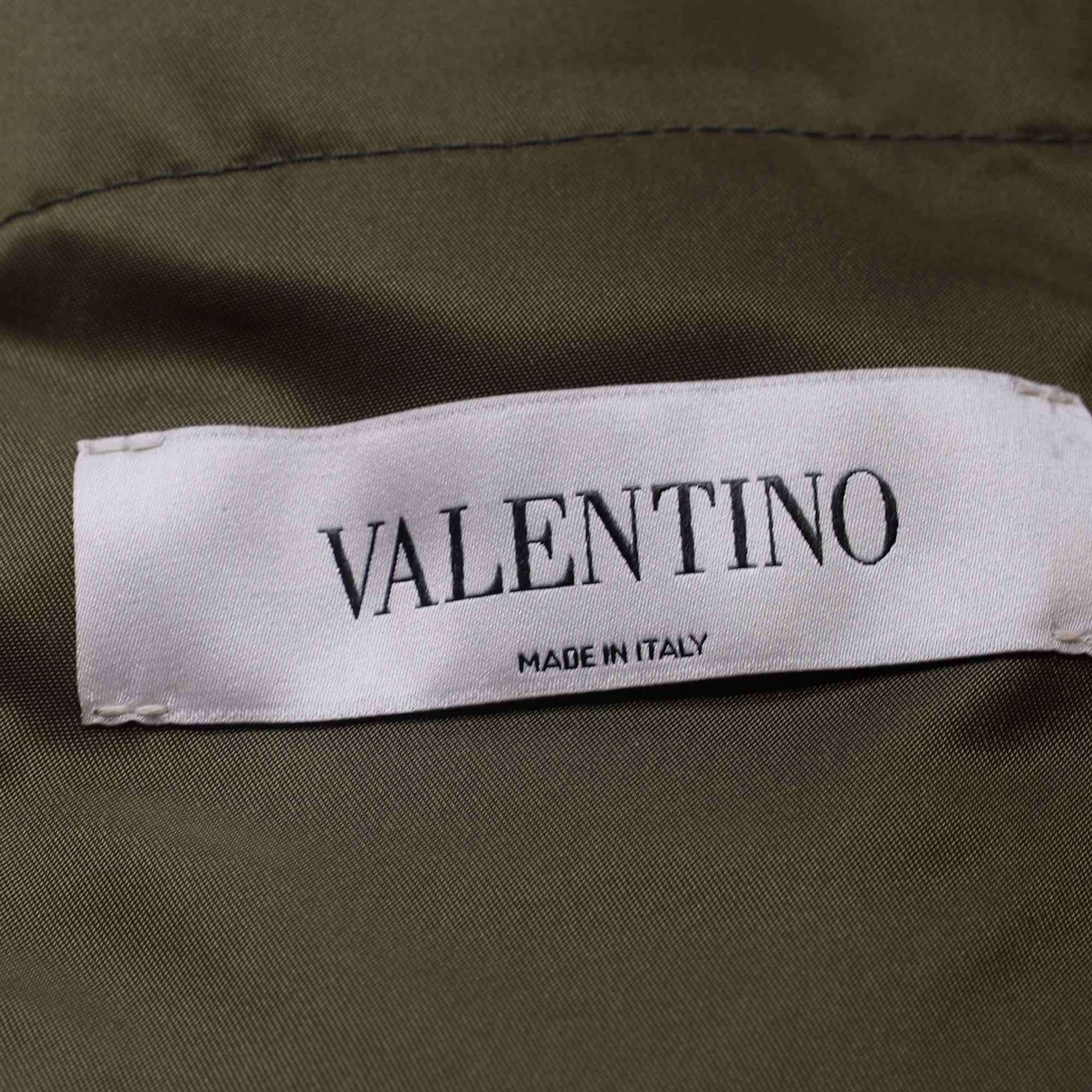 Valentino Garavani Zipped Butterfly Patchwork Bomber Jacket in Olive Polyamide