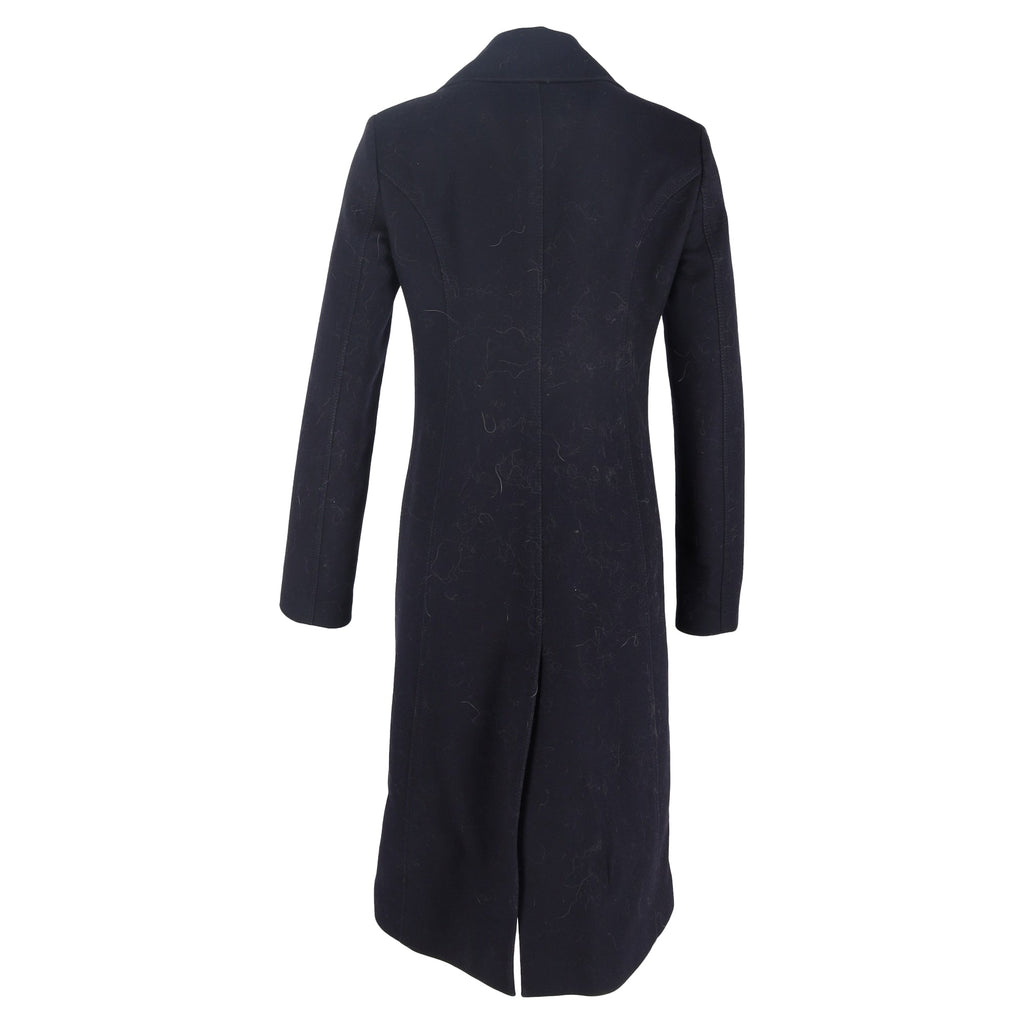 Valentino Garavani Double-Breasted Long Coat in Dark Navy Wool