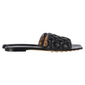 Bottega Veneta Padded Slide Flat Sandals in Black Lamb Leather