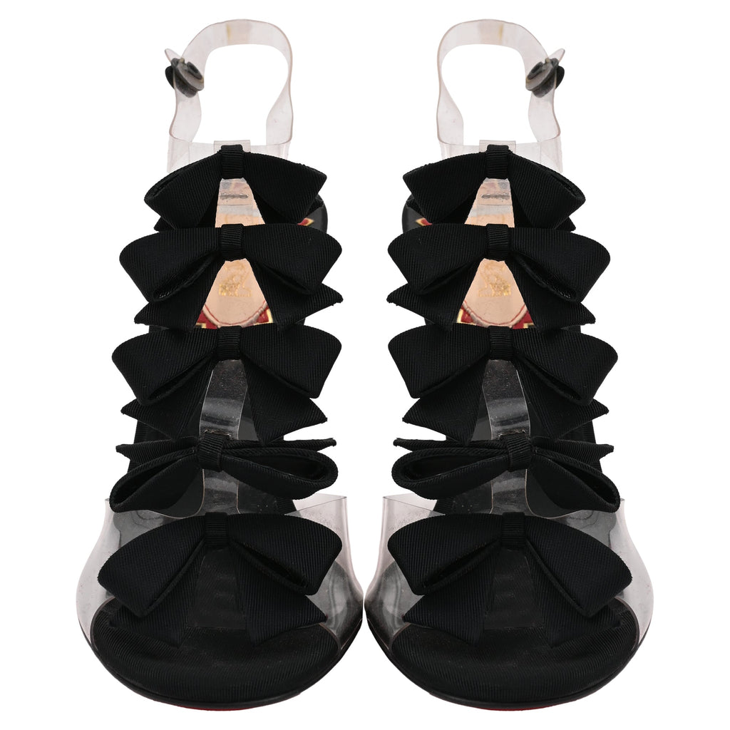 Christian Louboutin Bow Bow Sandal heels in Black PVC