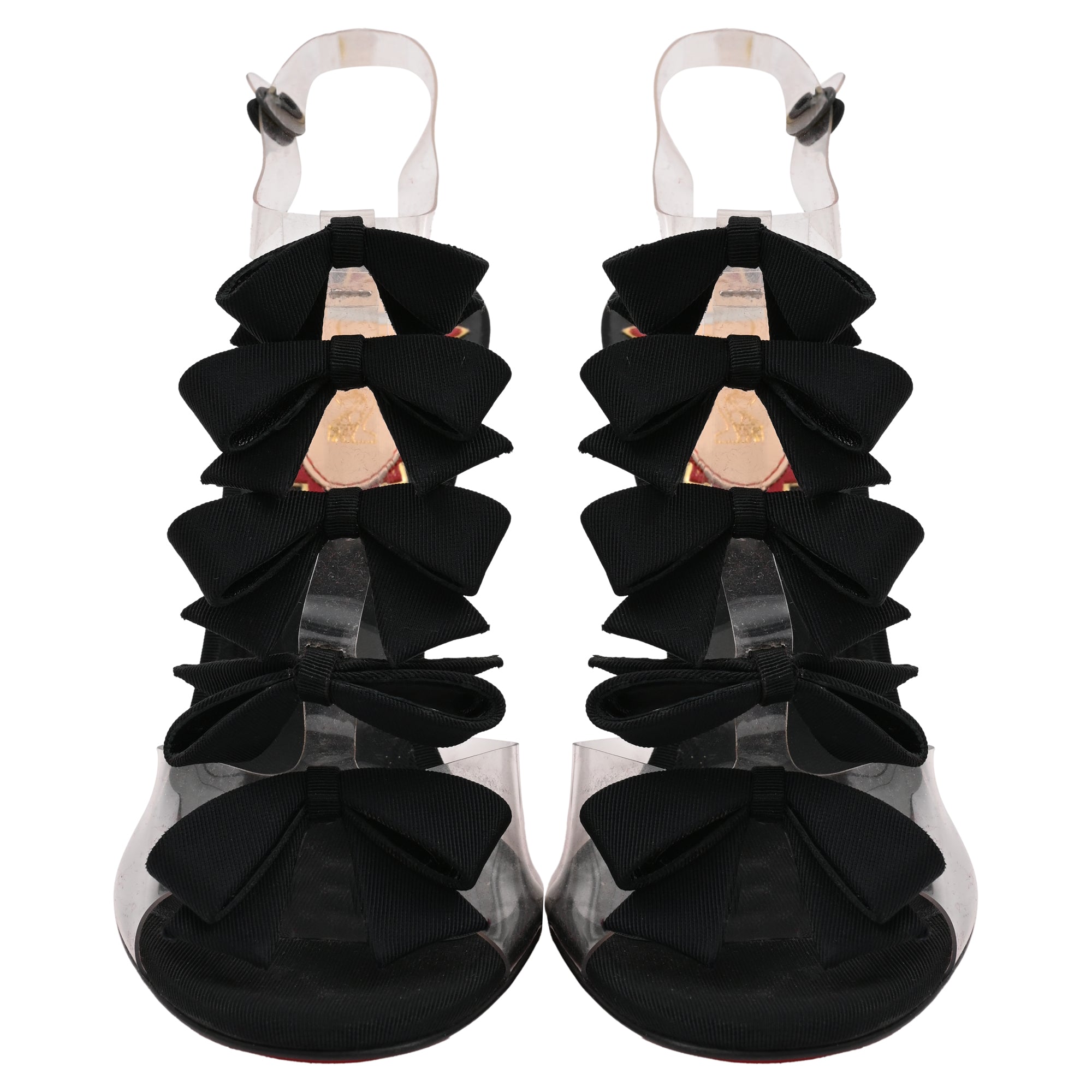 Christian Louboutin Bow Bow Sandal heels in Black PVC