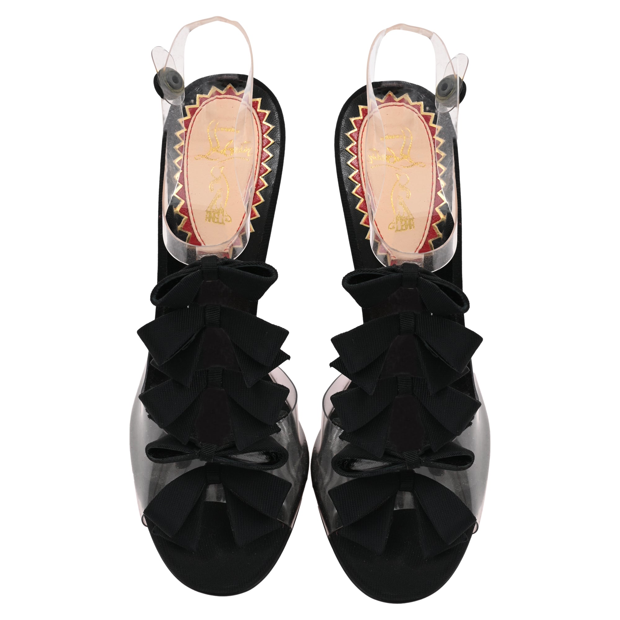 Christian Louboutin Bow Bow Sandal heels in Black PVC