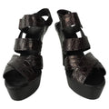 Bottega Veneta Crocodile Embossed Leather Strap Heels