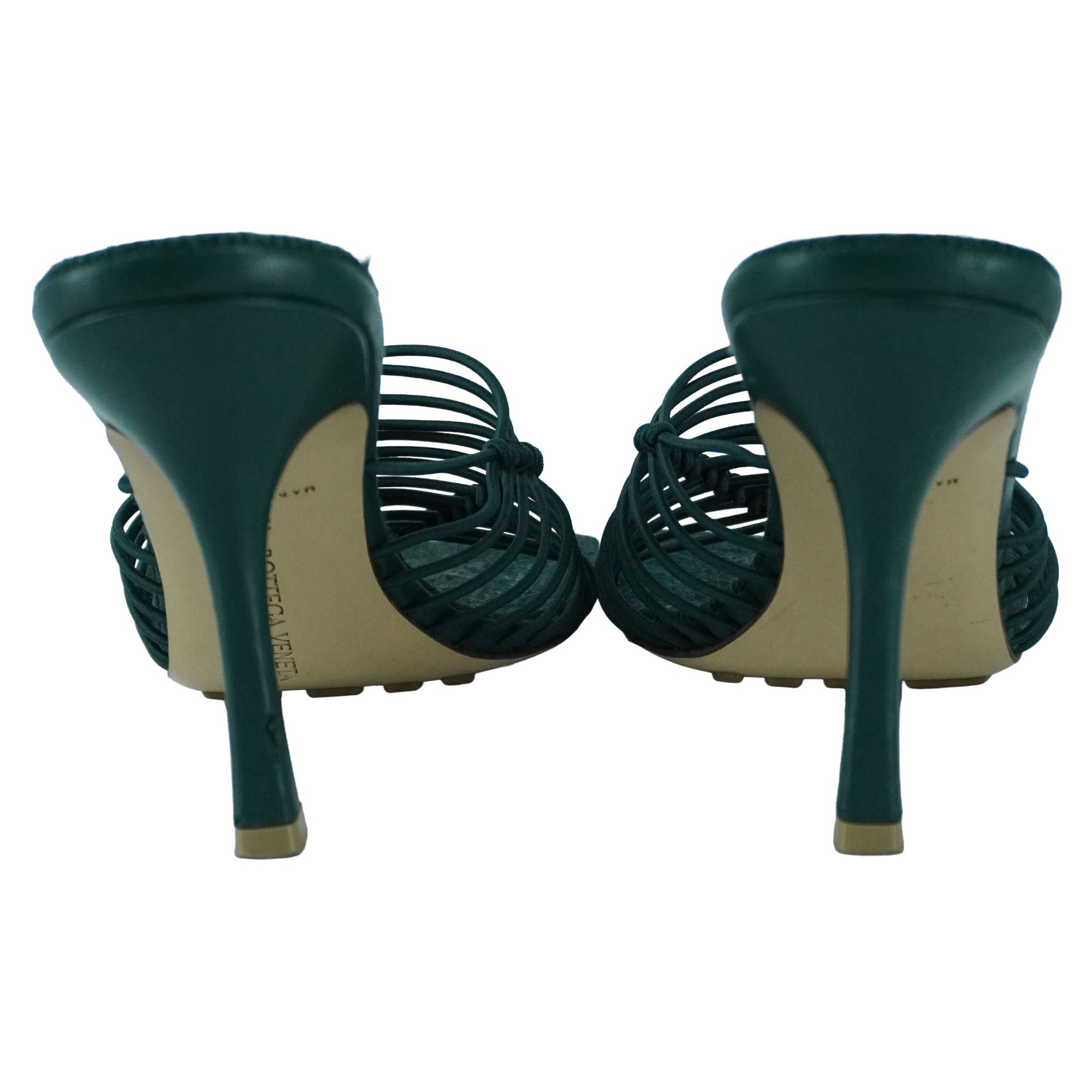 Bottega Veneta Olive Raffia Stretchy Mule Sandals