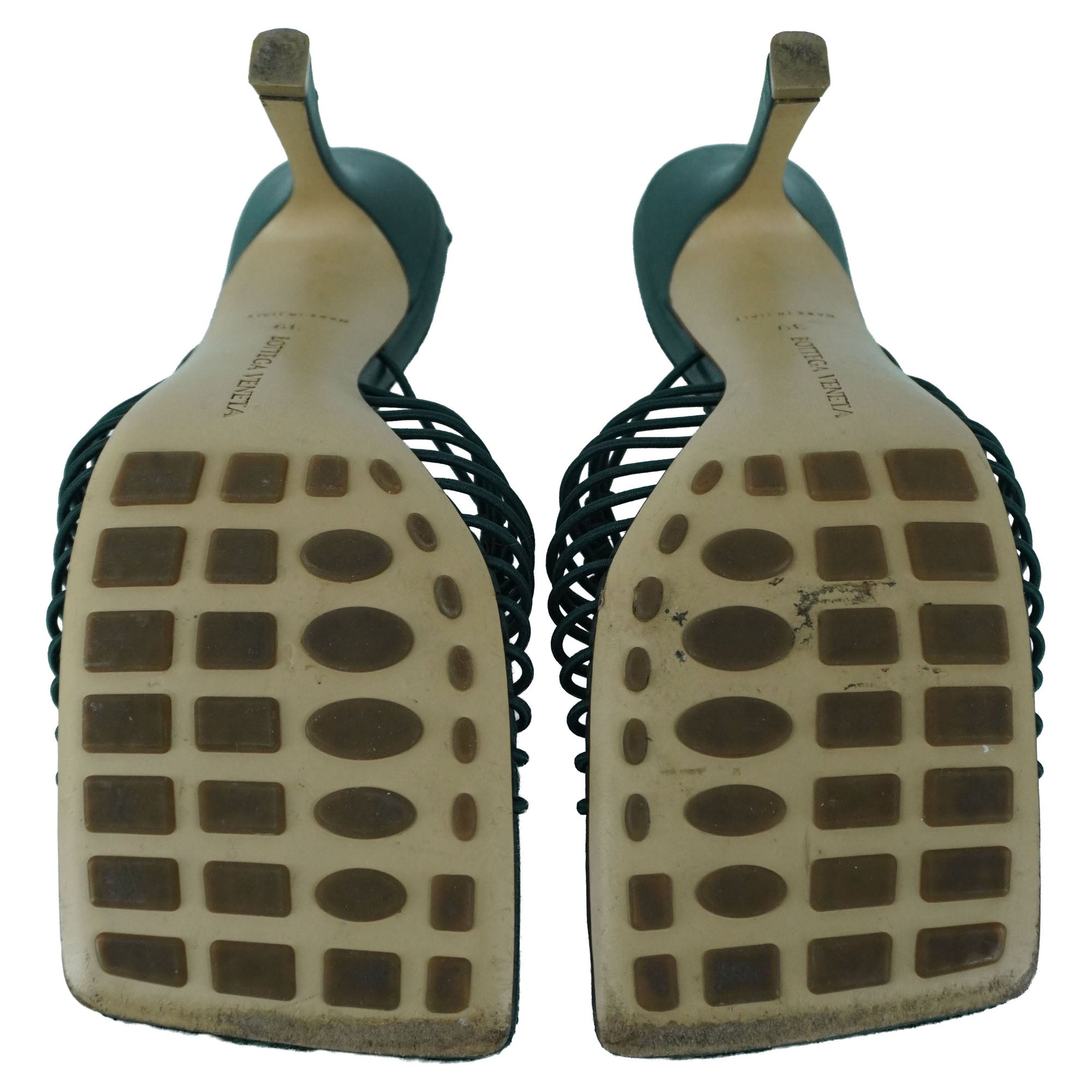 Bottega Veneta Olive Raffia Stretchy Mule Sandals