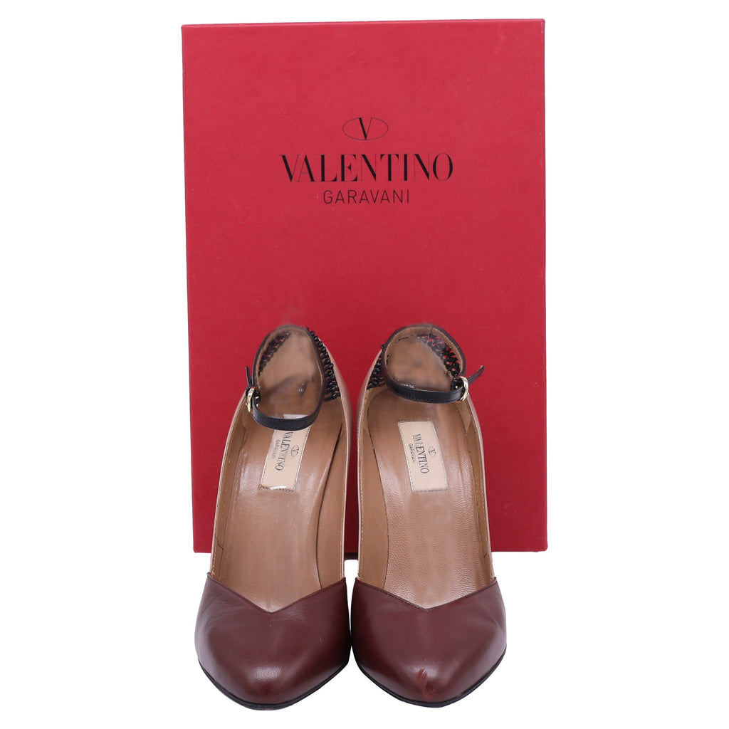Valentino Garavani Color-Block Ankle Strap Pumps in Multicolor Leather