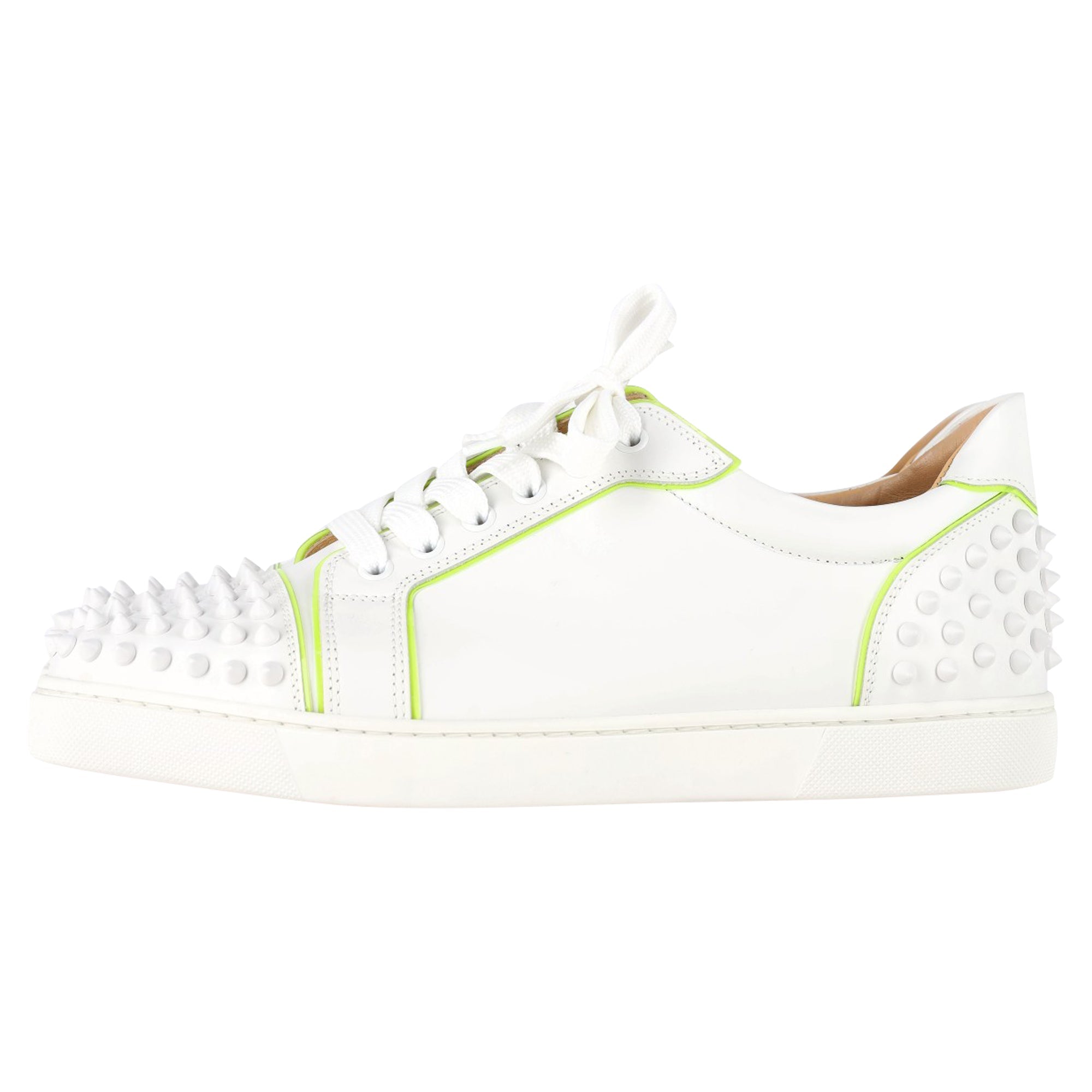 Christian Louboutin Vieira Spikes Sneakers in White Leather