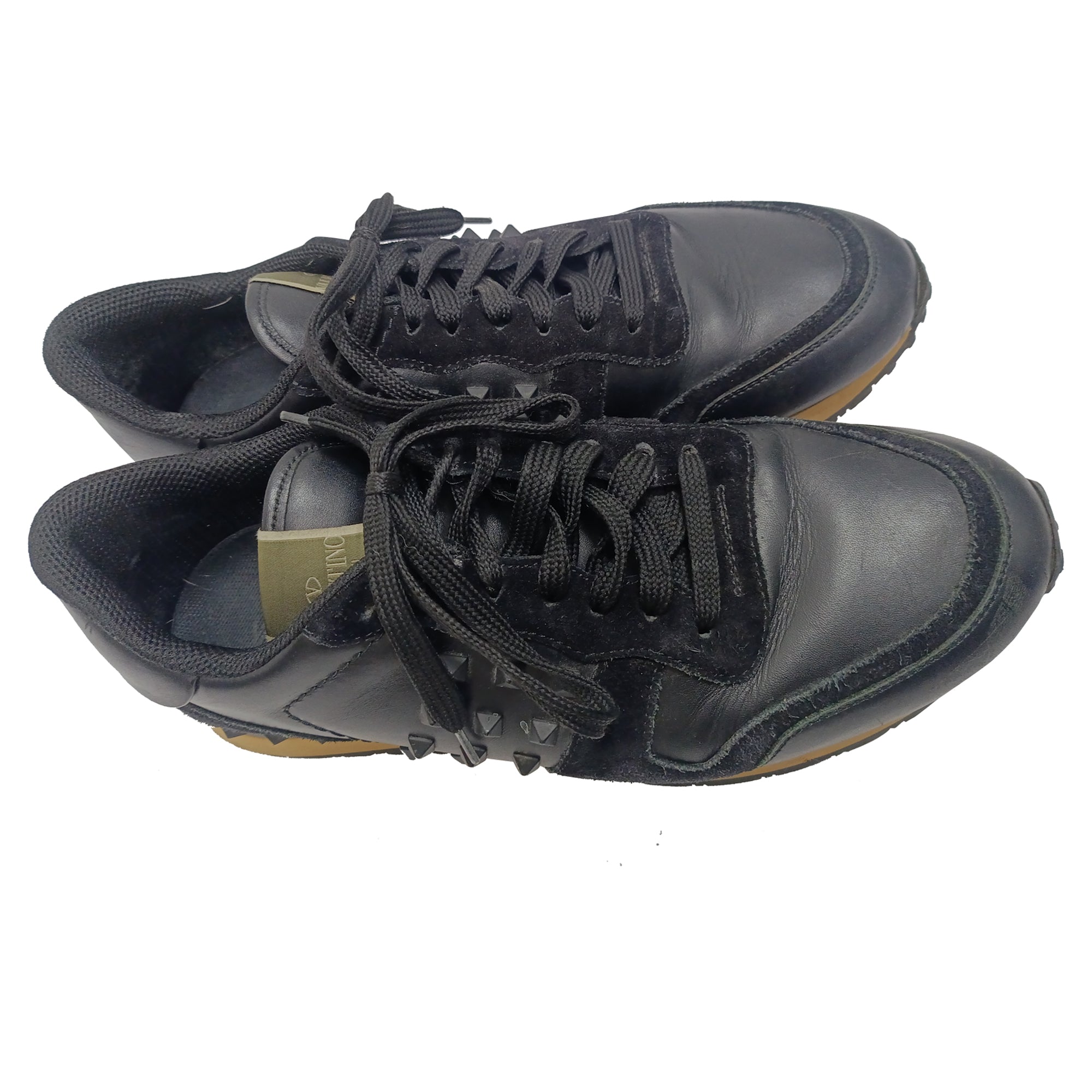Valentino Garavani Rockrunner Low-Top Sneakers in Black Calf Leather