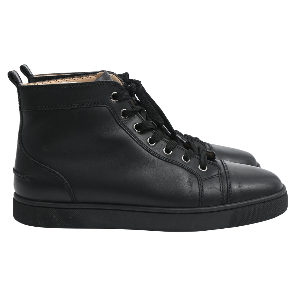Christian Louboutin Louis High-Top Sneakers in Black Calf Leather