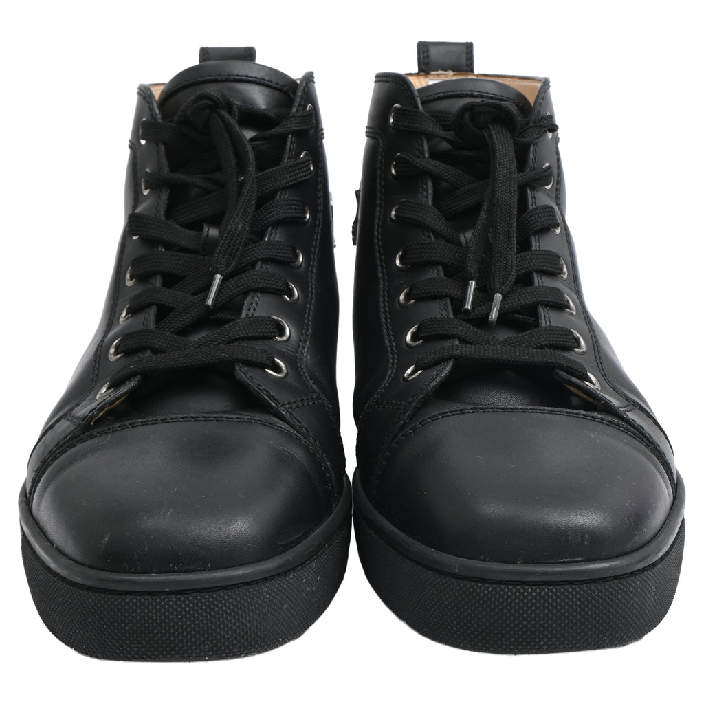 Christian Louboutin Louis High-Top Sneakers in Black Calf Leather