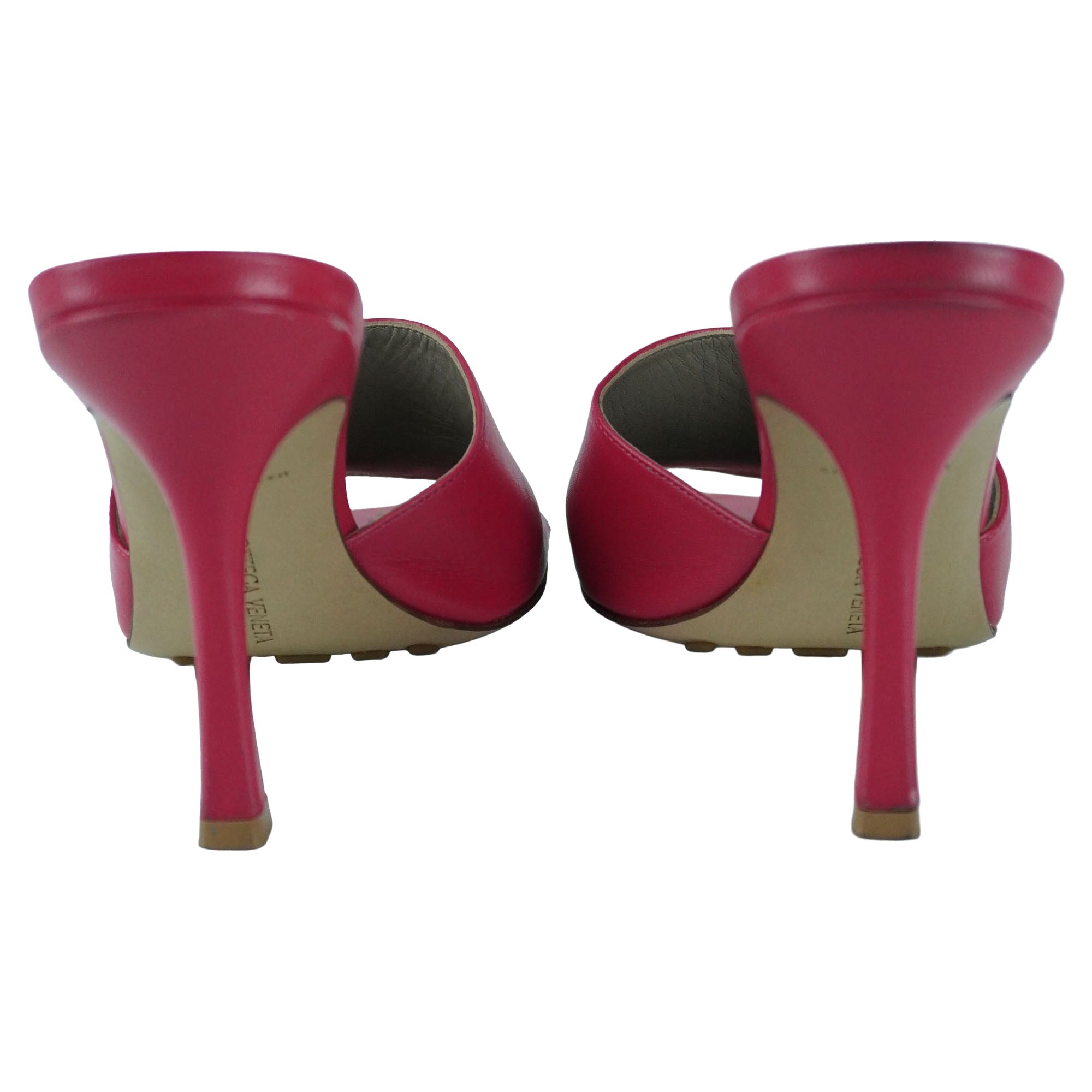 Bottega Veneta Pink Stretch Heeled Mules